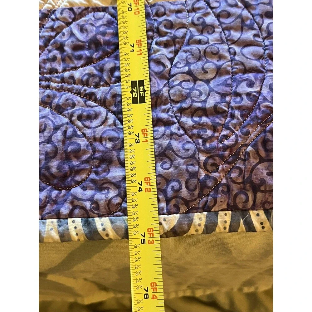 Cottage Core Hand Made QUILT Wall Hanging 75 X 58” Purple Napa Diamonds NEW